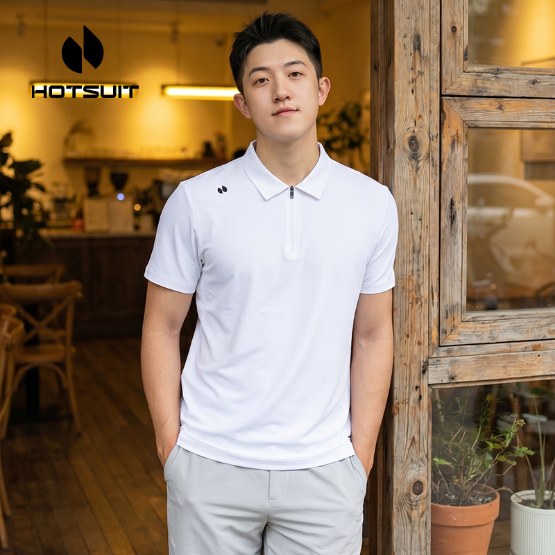 hotsuit后秀运动polo衫男2026夏季新款针织宽松翻领透气商务短袖