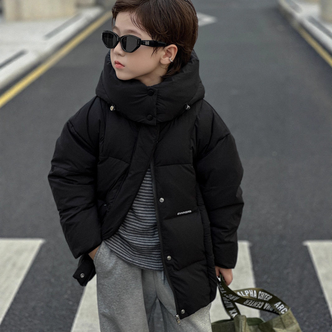 2025秋冬季新款韩版儿童白鸭绒防寒羽绒服服百搭连帽保暖外套