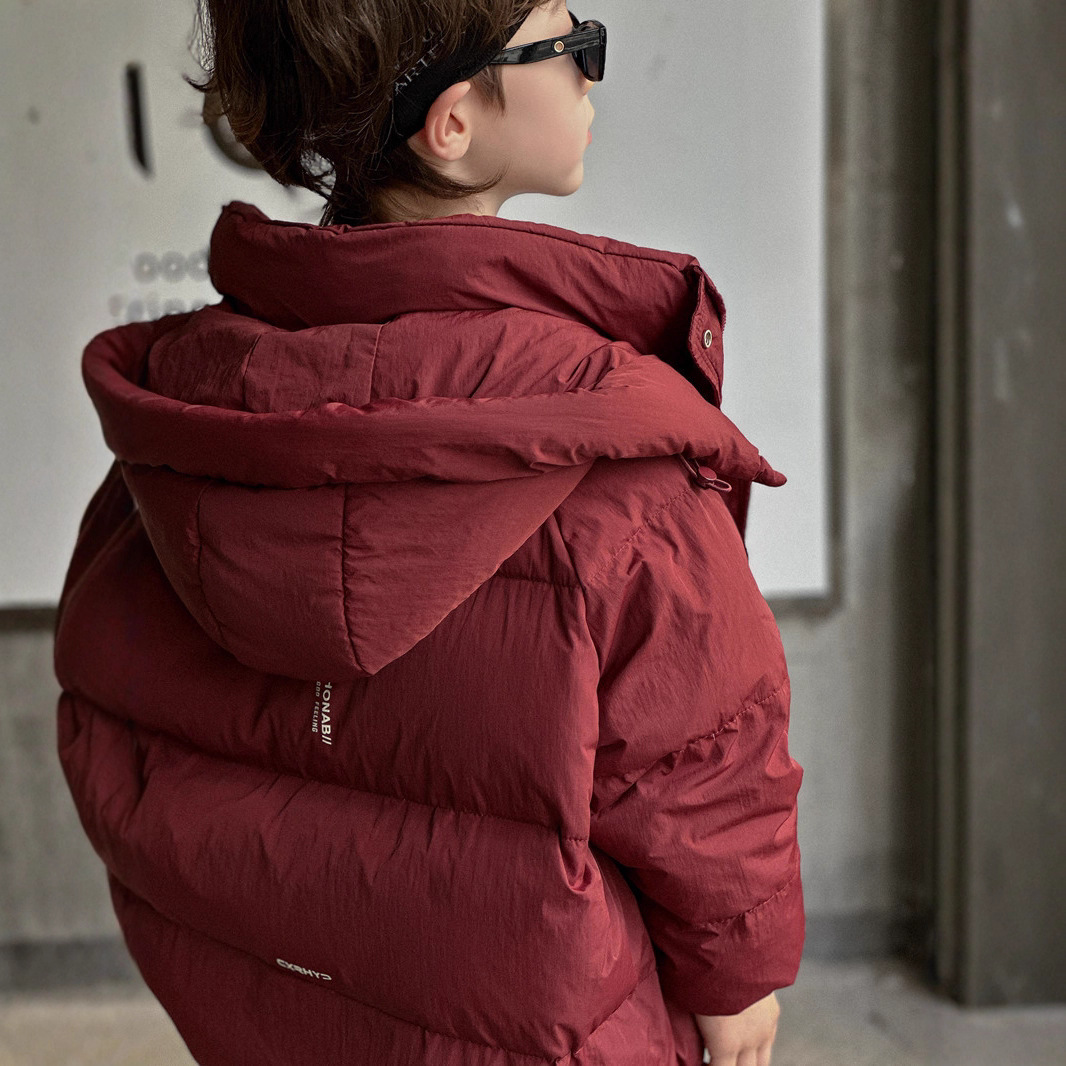 儿童连帽羽绒服冬季白鸭绒加厚2025中大童新款洋气男童潮酷冬外套