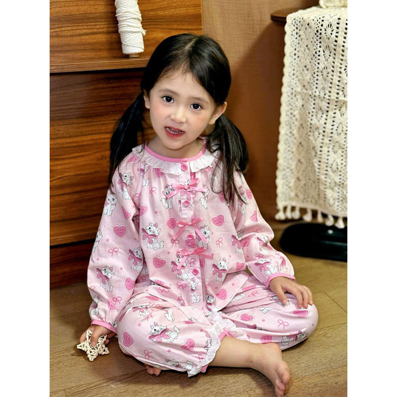 女童甜美娃娃领家居服套装