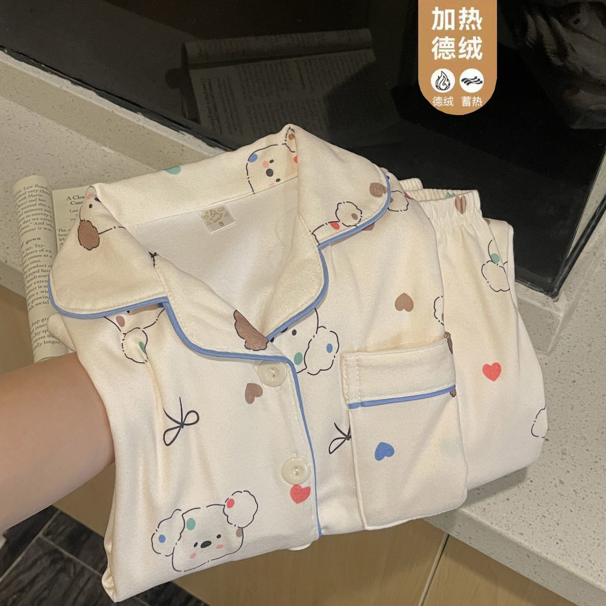 儿童睡衣女春秋冬季德绒加厚女宝宝可爱卡通开衫套装新款家居服