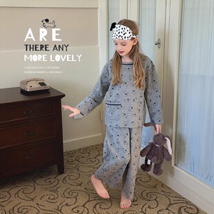 【快乐小狗】童装中大女童睡衣春秋季A类纯棉可爱卡通家居服套装
