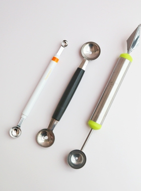双头水果盘造型工具挖球器创意家用厨师摆盘工具不锈钢双头迷你挖