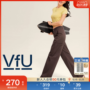棕色阔腿裤 VfU三防宽松直筒裤 休闲运动长裤 春季 子登山 女2025新款