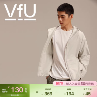 VfU 连帽 冲锋衣男健身跑步防水外套户外运动登山旅游徒步通勤修身