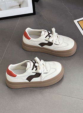 25年妙兹春季厚底舒适百搭学院风德训休闲小白鞋59w1512