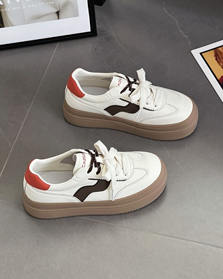 25年妙兹春季厚底舒适百搭学院风德训休闲小白鞋59w1512