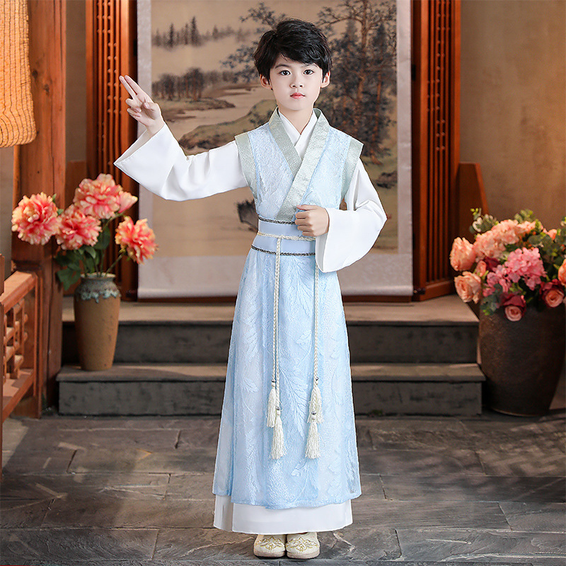 儿童汉服男童春装款古装少爷服国学服公子唐装表演出服中国风套装