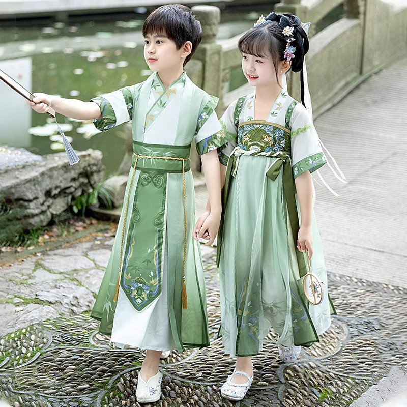 汉服男童2025新款女童儿童古装国学秋季古风帅气唐装演出服春秋款