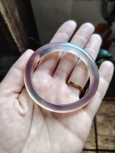 50圈口天然无烧无染色灰紫玉髓手镯玛瑙玉镯送女友生日礼物