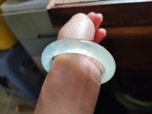55圈口天然原色无烧无染色岫玉手镯天青冻暴风雪玉镯包邮女