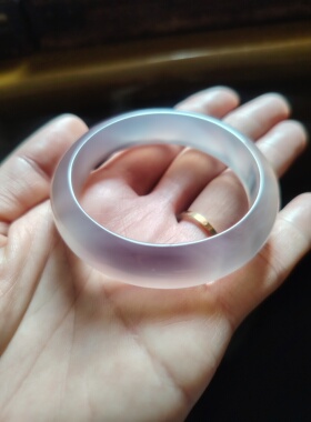 48.5圈口童镯天然原色无烧无染色灰紫色玉髓手镯宝宝生日礼物