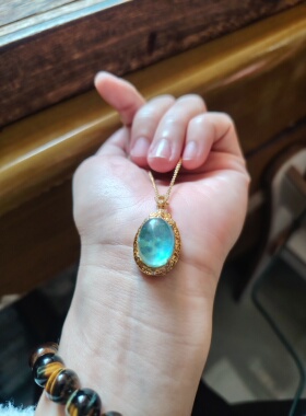 天然原矿海蓝宝吊坠925银镶嵌项链女款锁骨链送女友礼物