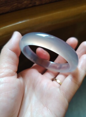 51圈口天然无烧无染色灰紫色玉髓手镯玛瑙玉镯女友生日礼物