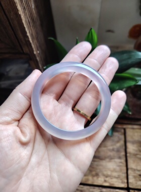 50-51圈口天然无烧无染色灰紫玉髓手镯玛瑙玉镯送女友生日礼物