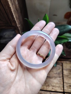 50-51圈口天然无烧无染色灰紫玉髓手镯玛瑙玉镯送女友生日礼物