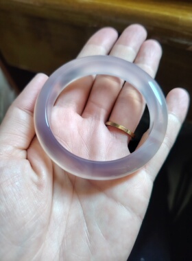 51-52圈口天然无烧无染色玉髓手镯马料紫玛瑙玉镯送女友生日礼物