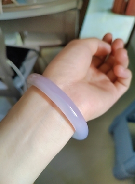 54-55圈口天然芋泥波波胖圆条玉髓手镯朱砂玛瑙玉镯高温