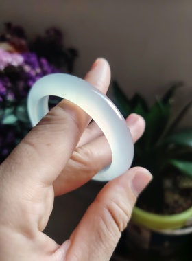 童镯天然玛瑙手镯女款高冰透玉镯白色玉髓冰种原色荔枝冻正品