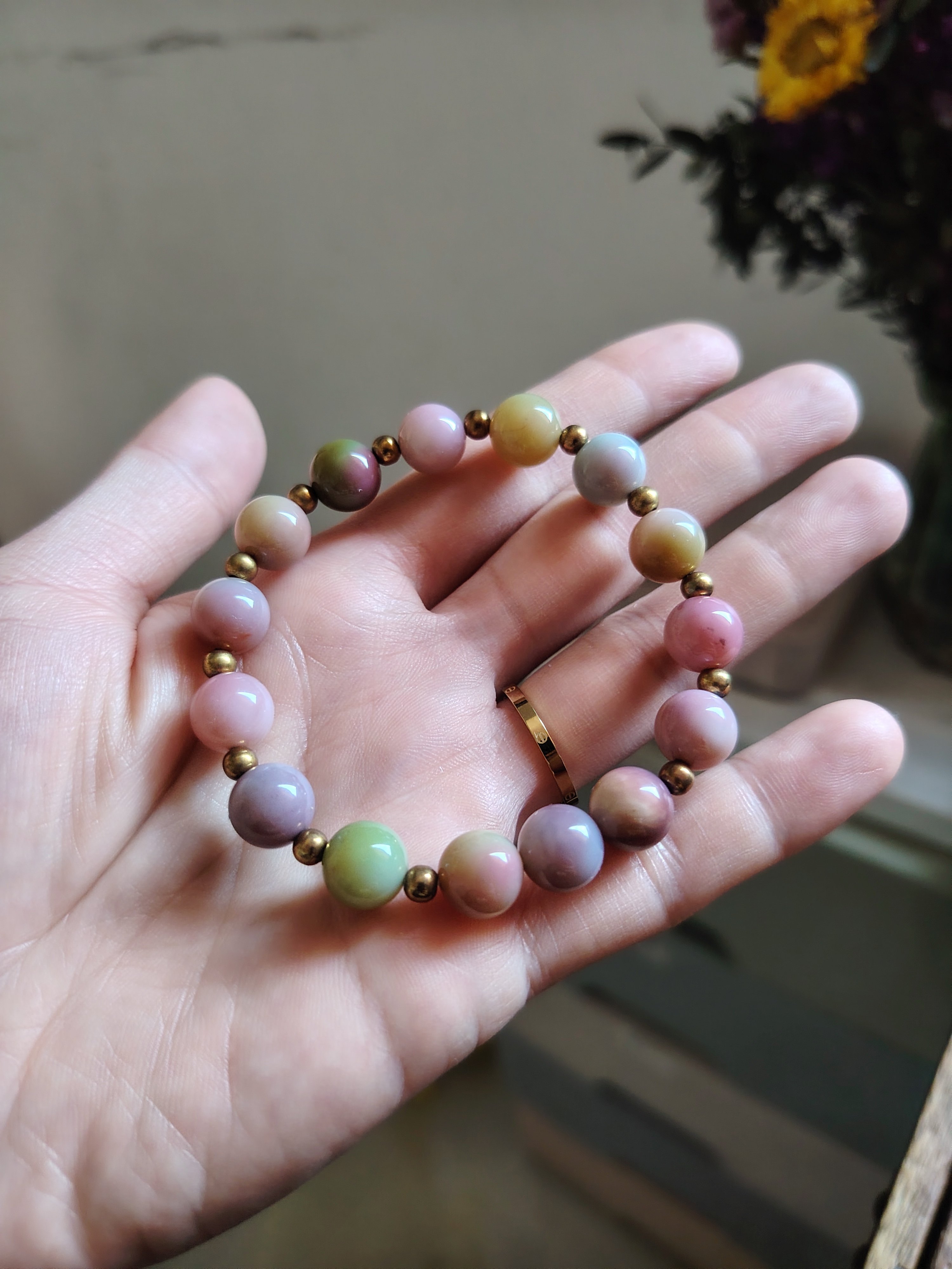 清仓亏出天然原矿原色无烧无染色玉化料阿拉善糖果色手链