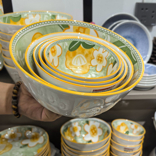 顺祥陶瓷饭碗儿童家用餐具吃饭盘菜盘圆盘子米饭小碗鱼盘高级感