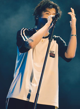 2727WORLD 法老同款 #027美式运动风插肩袖圆领短袖T恤潮街头嘻哈