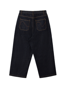 2727WORLD 法老 丹宁原牛阔腿直筒牛仔裤美式复古街头