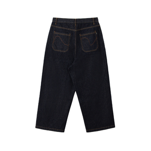 2727WORLD 法老 丹宁原牛阔腿直筒牛仔裤美式复古街头