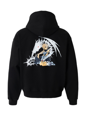 2727WORLD 法老 冰龙少女印花连帽卫衣国潮美式复古街头