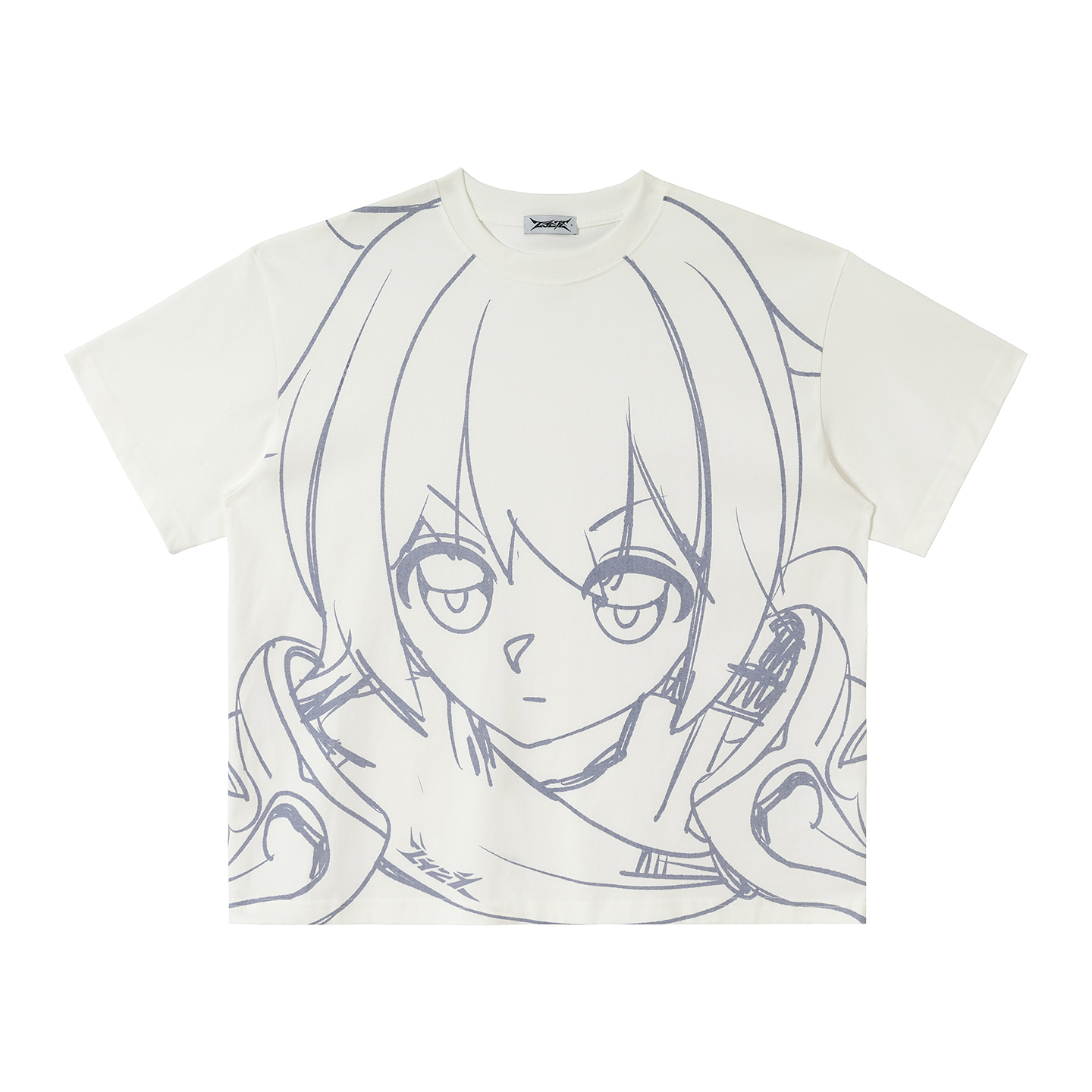 2727WORLD 法老 漫画头像满印印花短袖T恤国潮美式复古街头