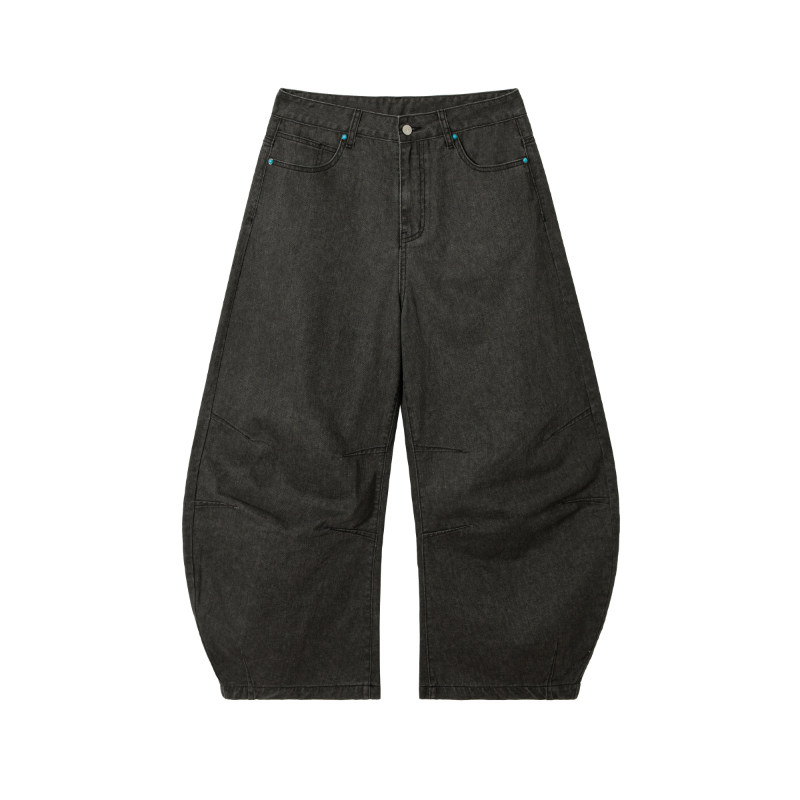 2727WORLD 法老 绿松石撞钉阔腿弯刀牛仔裤阔腿裤美式复古街头,男装,牛仔裤,淘宝优惠券,粉丝福利购,淘宝优惠卷