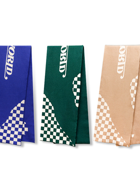 2727WORLD 法老棋盘格提花双面围巾礼物多种颜色高级感礼盒装