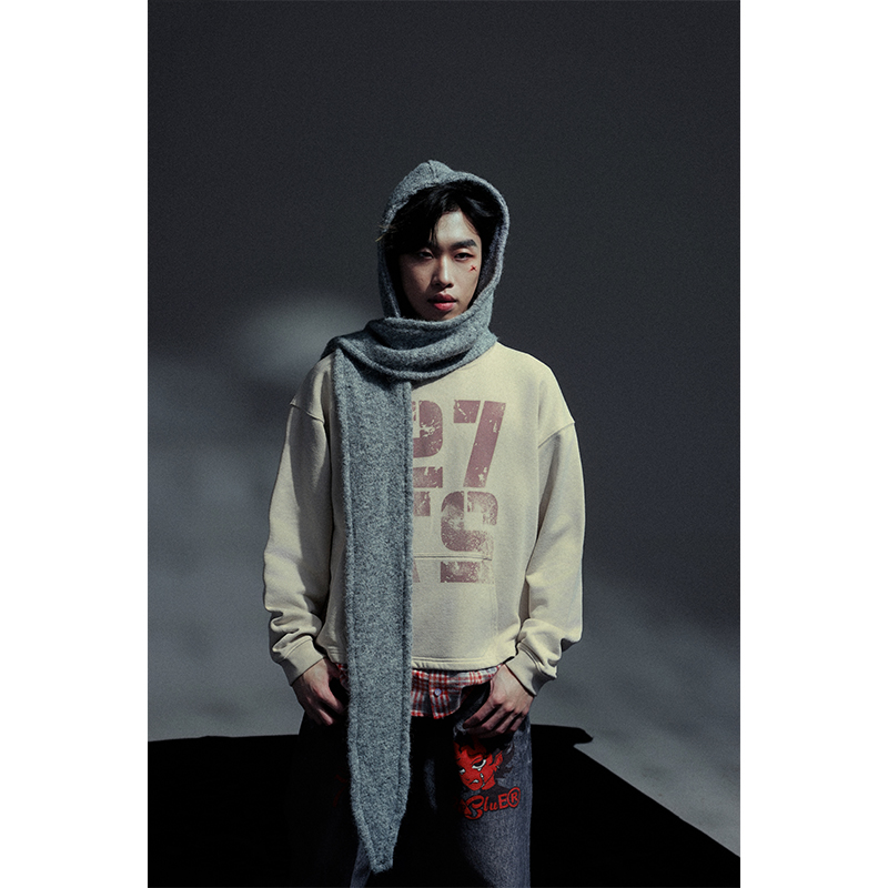 2727WORLD格纹假两件卫衣