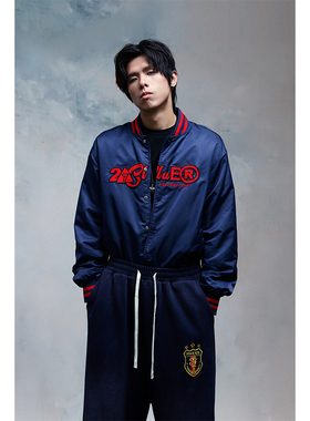 2727WORLD 法老 papi夹棉棒球服夹克外套 复古美式街头国潮流