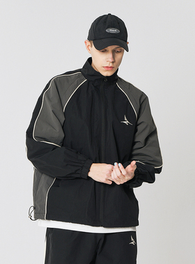 2727WORLD 法老 复古校园运动教练夹克外套 潮街头嘻哈拼色撞色