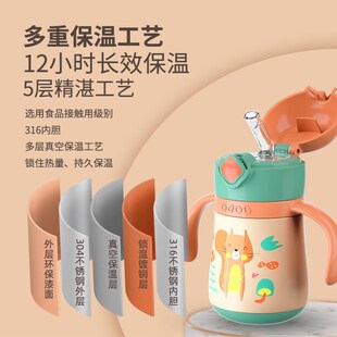 countbaby康特儿童保温杯两用吸管鸭嘴学饮杯260ML带手柄宝宝水杯