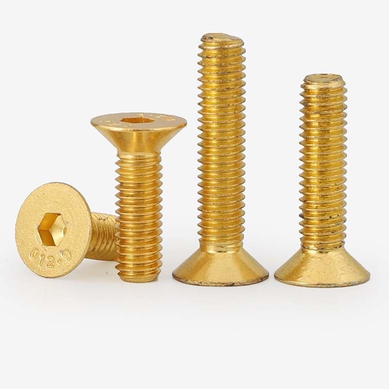 高强度镀钛金螺丝沉头内六角螺钉平头机金色螺栓m2m2.5m3m4m5m6m8