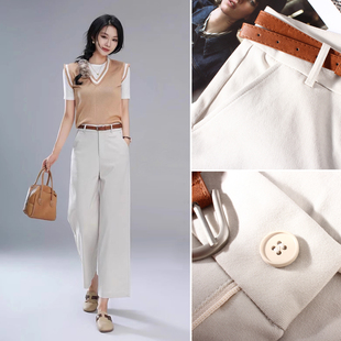 九分休闲西装裤2025春高腰显瘦直筒裤女休闲百搭阔腿裤天丽格2569