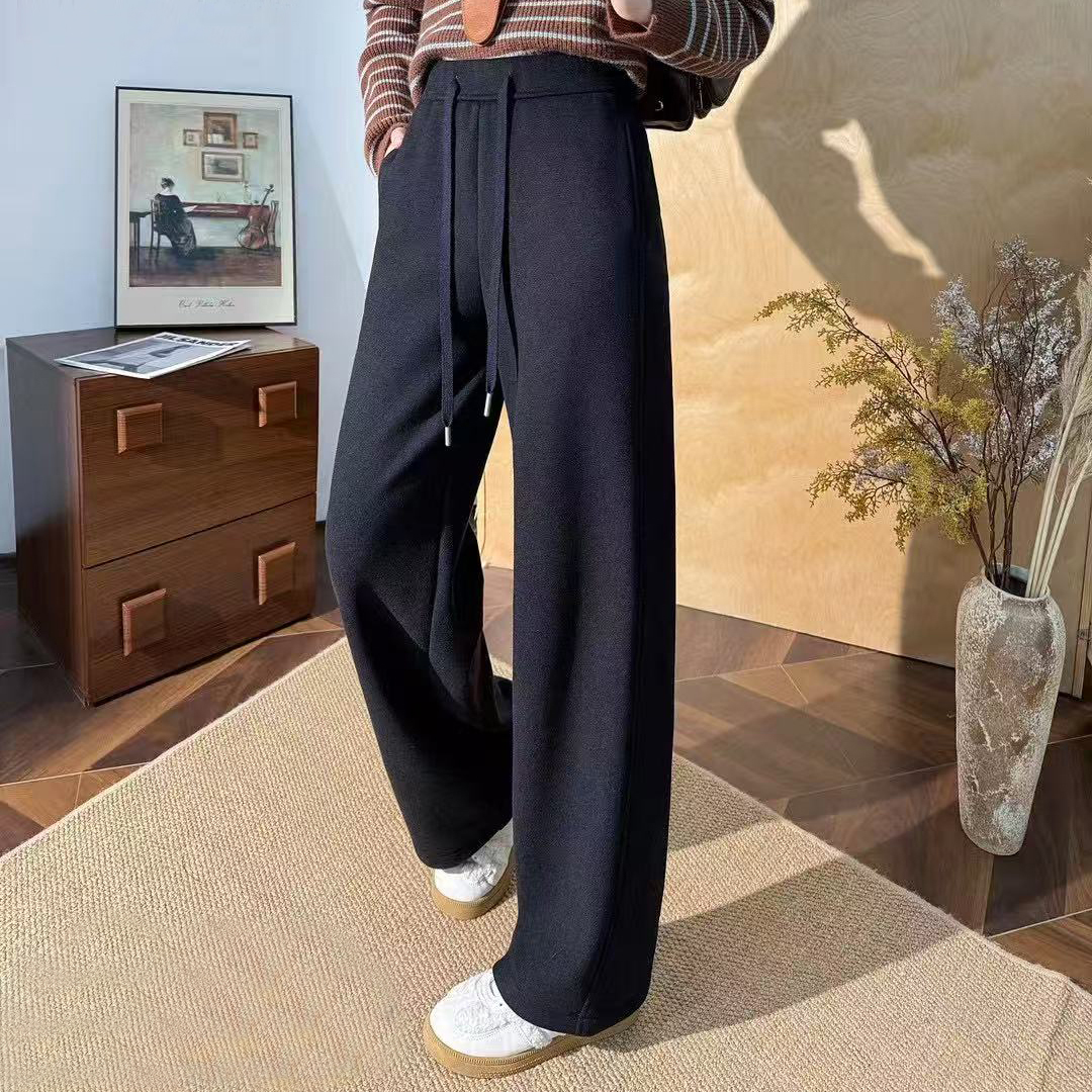玉丰情丝2025年冬加绒拖地直筒裤