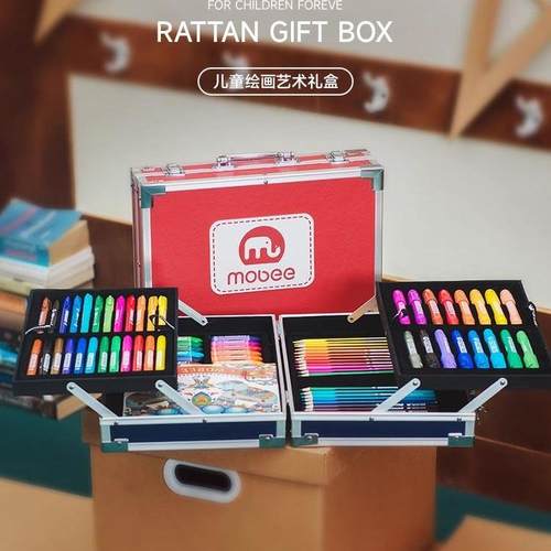 mobee莫贝儿童绘画套装礼盒蜡笔水彩笔工具小学生六一儿童节礼物