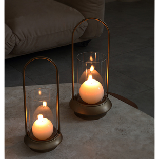 欧式复古烛台金属蜡玻璃烛台灯家居装饰餐桌烛光简约浪漫饰品摆件