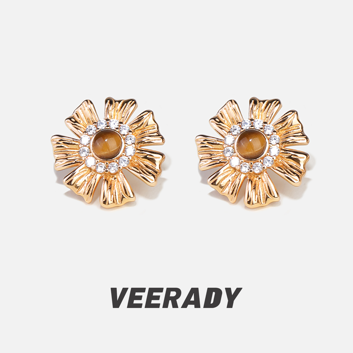 薇拉蒂S925纯银花朵耳钉