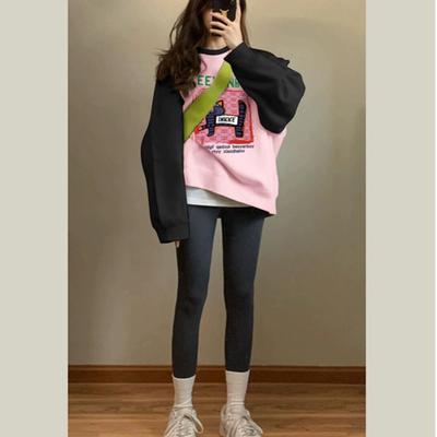 美式重磅宽松纯棉复古大码卫衣女