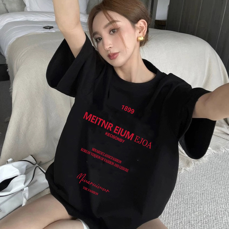 夏季美式潮牌短袖T恤女宽松大码