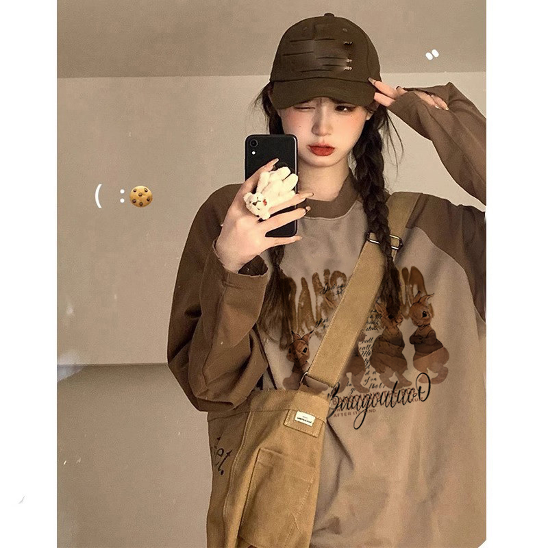 大码美拉德240斤插肩袖长袖T恤女