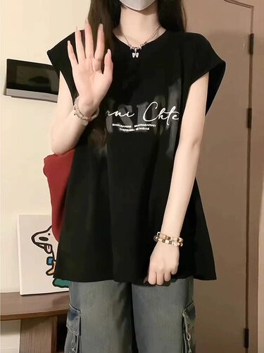 大码无袖复古oversize纯棉女