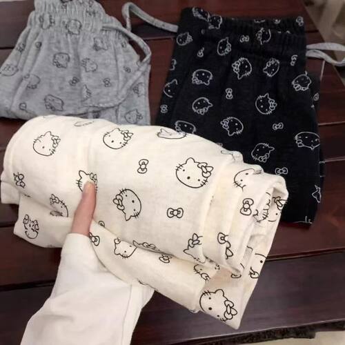 可爱卡通哈喽Kitty软糯糯长裤潮