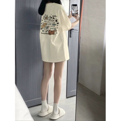 夏季爆款卡通小狗正肩重磅T恤女