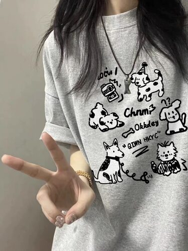 半袖韩系重磅T恤oversize纯棉女
