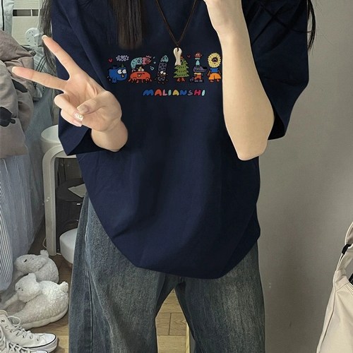 夏季大码胖MM美式正肩短袖t恤女